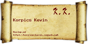 Korpics Kevin névjegykártya